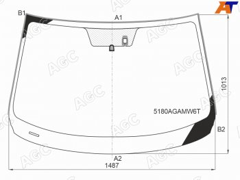 13 799 р. Стекло лобовое (Датчик дождя Молдинг) Mazda 6 17- AGC 5180AGAMW6T  с доставкой в г. Пермь. Увеличить фотографию 1