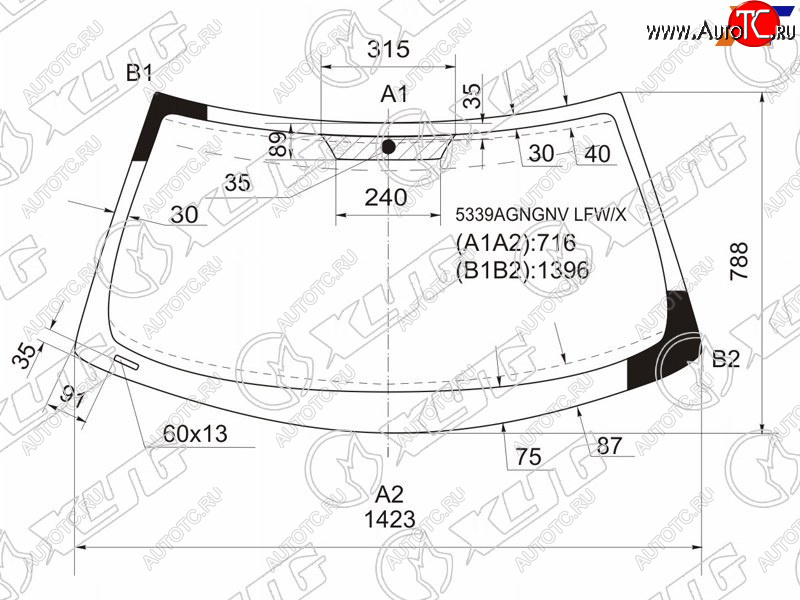 9 349 р. Стекло лобовое Mercedes-Benz SLK-Class 96-04 XYG 5339AGNGNV LFW/X  с доставкой в г. Пермь