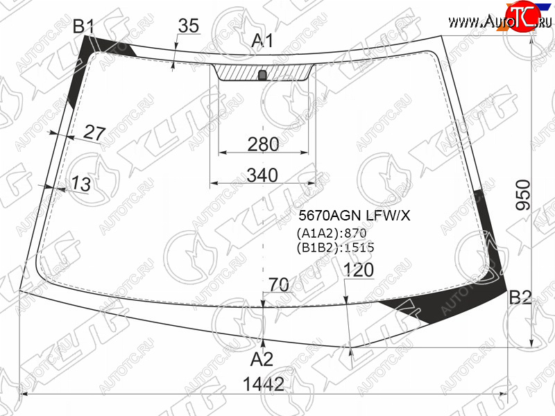 5 999 р. Стекло лобовое Mitsubishi Lancer 02-10  Lancer Evolution 01-08 XYG 5670AGN LFW/X  с доставкой в г. Пермь