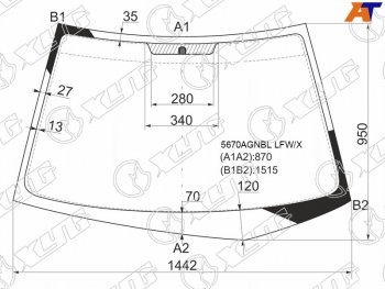 Стекло лобовое Mitsubishi Lancer 02-10  Lancer Evolution 01-08 XYG 5670AGNBL LFW/X
