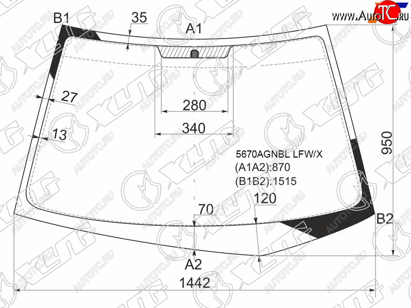 5 999 р. Стекло лобовое Mitsubishi Lancer 02-10  Lancer Evolution 01-08 XYG 5670AGNBL LFW/X  с доставкой в г. Пермь