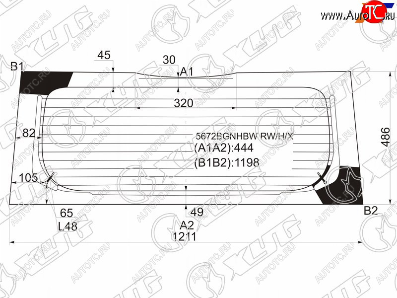 7 999 р. Стекло заднее (Цвет зеленый Обогрев) Mitsubishi Colt 02-12 XYG 5672BGNHBW RW/H/X  с доставкой в г. Пермь