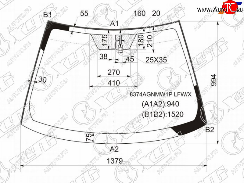 7 249 р. Стекло лобовое (Датчик дождя Молдинг) XYG Toyota Auris E150 хэтчбэк 5 дв. дорестайлинг (2006-2010)  с доставкой в г. Пермь