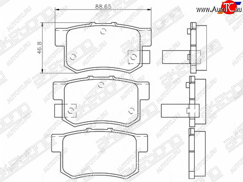 2 399 р. Задние колодки тормозные AKEBONO Honda Stream 1 RN1,RN3  дорестайлинг (2000-2004)  с доставкой в г. Пермь