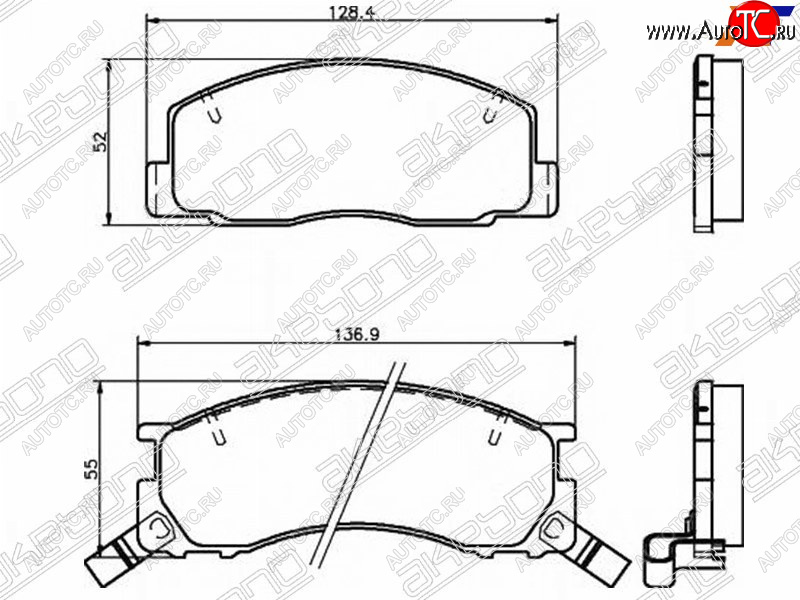 2 279 р. Колодки тормозные AKEBONO (передние) Toyota Estima Emina XR10, XR20 минивэн дорестайлинг (1992-1994)  с доставкой в г. Пермь