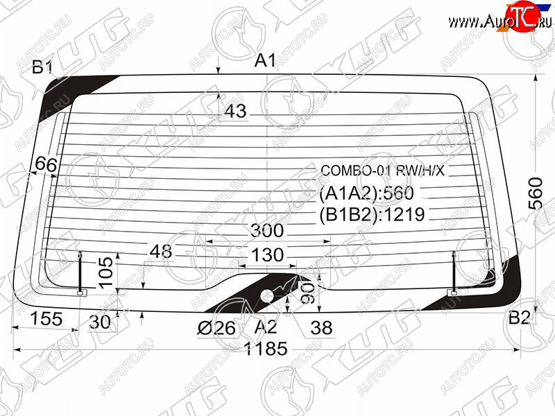 9 549 р. Стекло заднее (Цвет зеленый Обогрев) Opel Combo 01-11 XYG COMBO-01 RW/H/X  с доставкой в г. Пермь