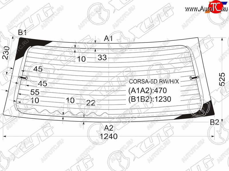 6 599 р. Стекло заднее с обогревом OPEL CORSA 5D HBK 93-00                                                    XYG CORSA-5D RW/H/X  с доставкой в г. Пермь