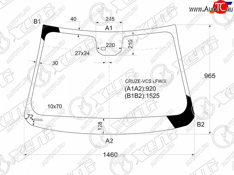 5 599 р. Стекло лобовое (Датчик дождя) Chevrolet Cruze 09-15  Daewoo Lacetti 08-11 XYG CRUZE-VCS LFW/X  с доставкой в г. Пермь