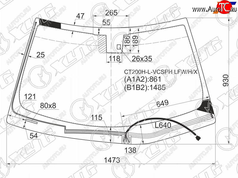 7 999 р. Стекло лобовое (Обогрев щеток Датчик дождя) Lexus CT 11- XYG CT200H-L-VCSPH LFW/H/X  с доставкой в г. Пермь