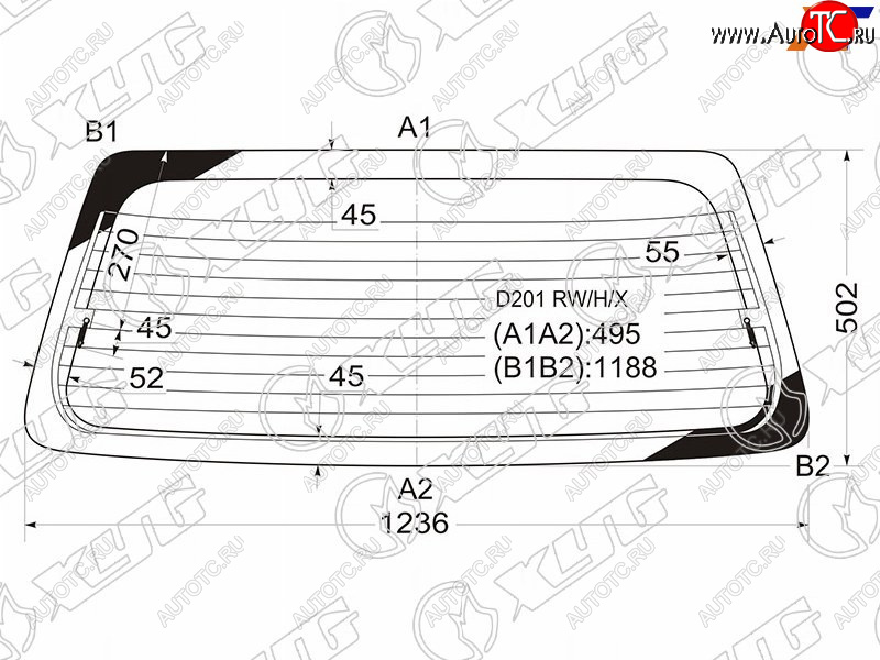 6 599 р. Стекло заднее (Цвет зеленый Обогрев) Mazda Demio 96-02 XYG D201 RW/H/X  с доставкой в г. Пермь