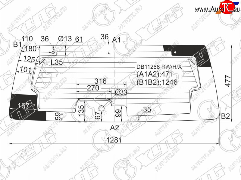 9 549 р. Стекло заднее (Цвет зеленый Обогрев) Ford Escape 07-12 XYG DB11266 RW/H/X  с доставкой в г. Пермь