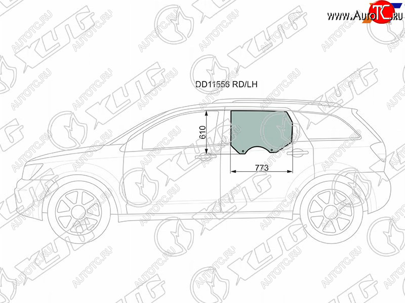 267 р. Стекло боковое опускное (Сзади Слева Цвет зеленый) Dodge Journey 07-15  Fiat Freemont 13-15       XYG DD11556 RD/LH  с доставкой в г. Пермь