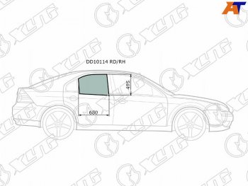 2 599 р. Стекло боковое опускное (Сзади Справа Цвет зеленый) Ford Mondeo 00-07 XYG DD10114 RD/RH  с доставкой в г. Пермь. Увеличить фотографию 1