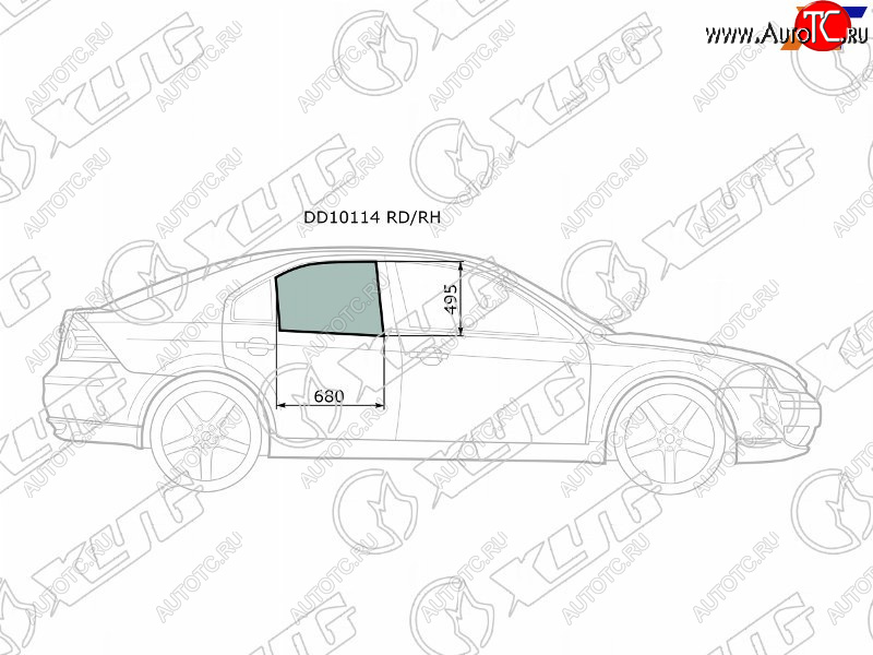 2 599 р. Стекло боковое опускное (Сзади Справа Цвет зеленый) Ford Mondeo 00-07 XYG DD10114 RD/RH  с доставкой в г. Пермь