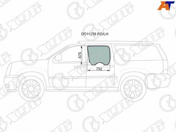 2 189 р. Стекло боковое опускное (Сзади Слева Цвет зеленый) Cadillac Escalade 06-15  Chevrolet Suburban 06 XYG DD11258 RD/LH  с доставкой в г. Пермь. Увеличить фотографию 1