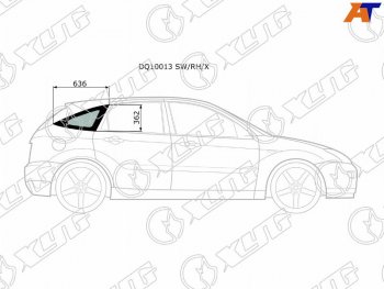 2 349 р. Стекло кузова боковое (не опускное) (Справа Цвет зеленый) Ford Focus 98-04 XYG DQ10013 SW/RH/X  с доставкой в г. Пермь. Увеличить фотографию 1