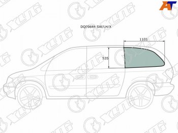 267 р. Стекло кузова (собачник) заднее левое длинная база CHRYSLER TOWN&COUNTRY VOYAGERDODGE CARAVAN 00-07 XYG DQ09844 SW/LH/X  с доставкой в г. Пермь. Увеличить фотографию 1