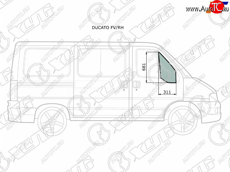 2 399 р. Стекло форточки (уголок) переднее правое  PEUGEOT BOXERCITROEN JUMPERFIAT DUCATO 94-06             XYG DUCATO FV/RH  с доставкой в г. Пермь