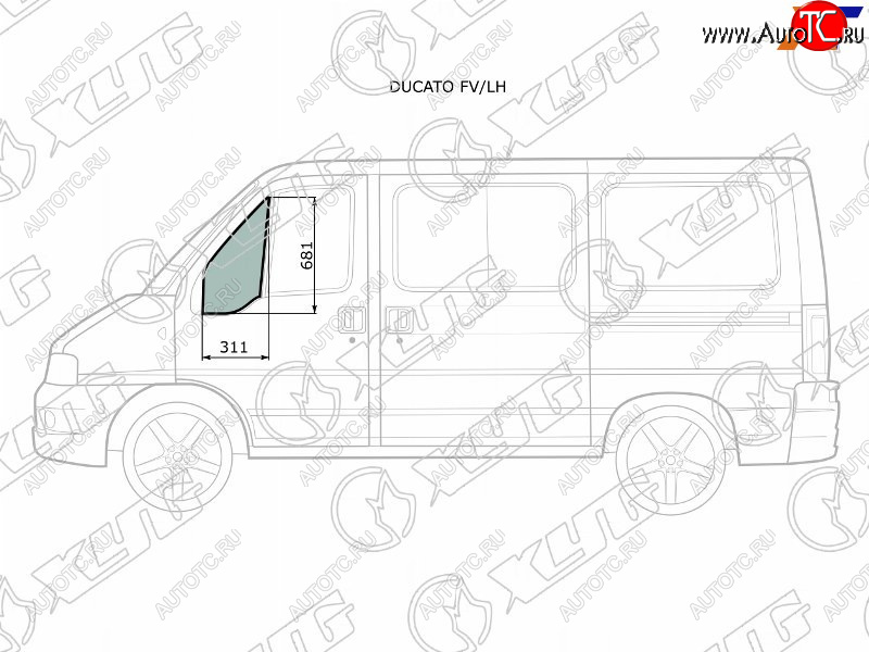 2 399 р. Стекло форточки (уголок) переднее левое  PEUGEOT BOXERCITROEN JUMPERFIAT DUCATO 94-06              XYG DUCATO FV/LH  с доставкой в г. Пермь