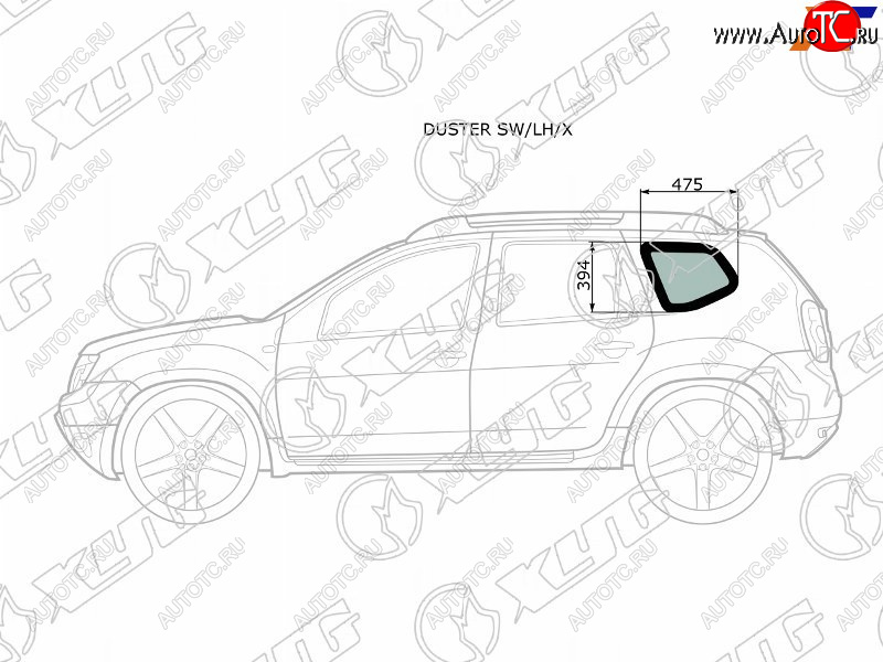 1 759 р. Стекло кузова боковое (не опускное) (Слева Цвет зеленый) Nissan Terrano 14-22  Renault Duster 10-2 XYG DUSTER SW/LH/X  с доставкой в г. Пермь
