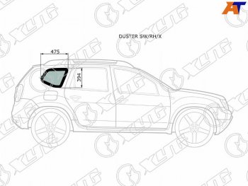 1 759 р. Стекло кузова боковое (не опускное) (Справа Цвет зеленый) Nissan Terrano 14-22  Renault Duster 10- XYG DUSTER SW/RH/X  с доставкой в г. Пермь. Увеличить фотографию 1