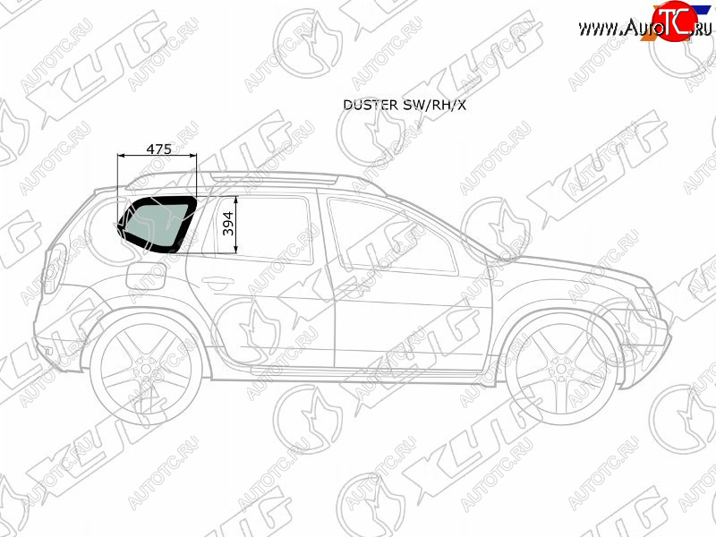 1 759 р. Стекло кузова боковое (не опускное) (Справа Цвет зеленый) Nissan Terrano 14-22  Renault Duster 10- XYG DUSTER SW/RH/X  с доставкой в г. Пермь