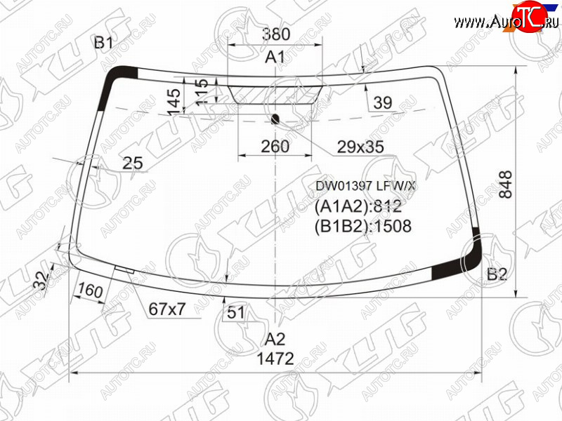 5 849 р. Стекло лобовое Ford Escape 00-12  Maverick 93-07  Mazda Tribute 00-07  Mercury Mariner 07-10 XYG DW01397 LFW/X  с доставкой в г. Пермь