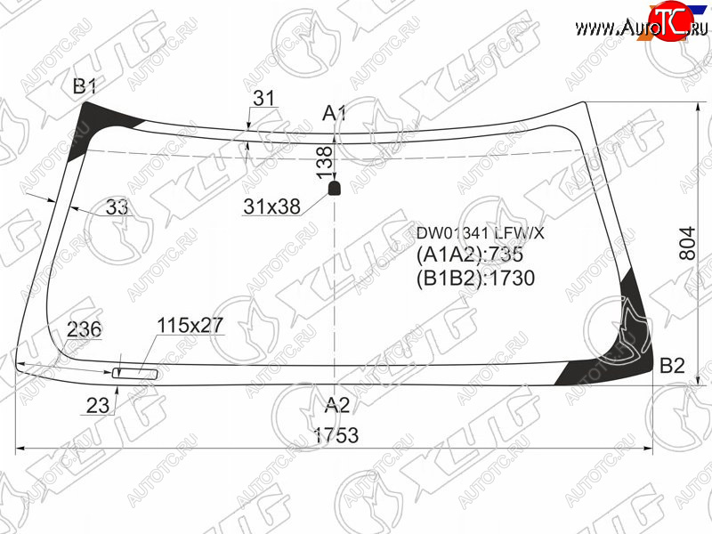 5 999 р. Стекло лобовое Chevrolet Tahoe 95-07  Cadillac Escalade 99-06  Chevrolet Avalanche 03-06  Silvera XYG DW01341 LFW/X  с доставкой в г. Пермь