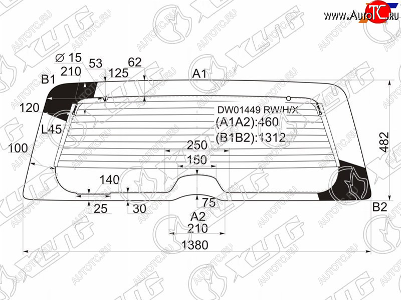 9 749 р. Стекло заднее с обогревом JEEP LIBERTYJEEP CHEROKEE 02-07                                           XYG DW01449 RW/H/X  с доставкой в г. Пермь