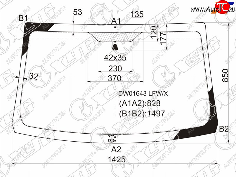 4 849 р. Стекло лобовое Dodge Caliber 06-12 XYG DW01643 LFW/X  с доставкой в г. Пермь