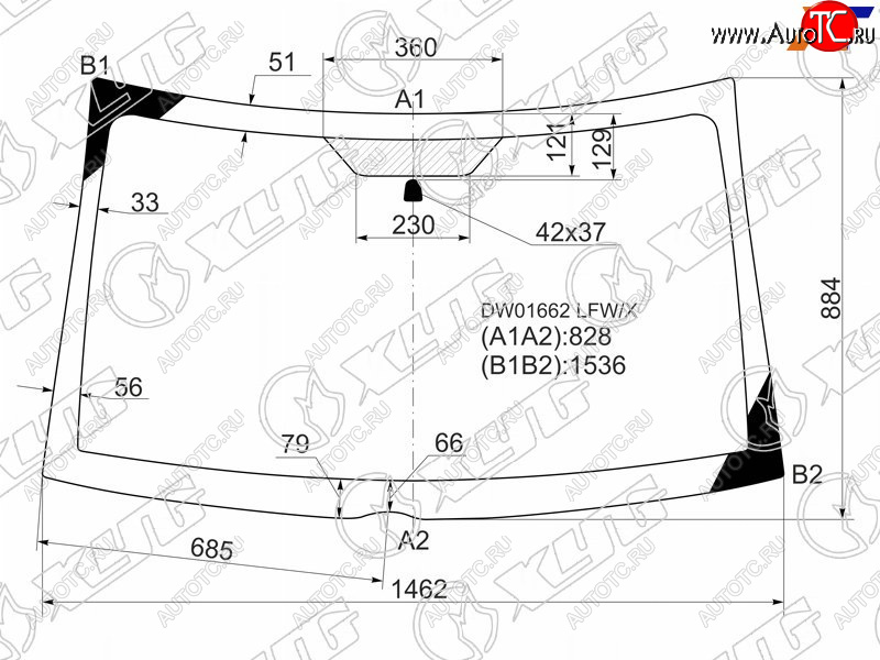5 999 р. Стекло лобовое Jeep Compass 06-15 XYG DW01662 LFW/X  с доставкой в г. Пермь