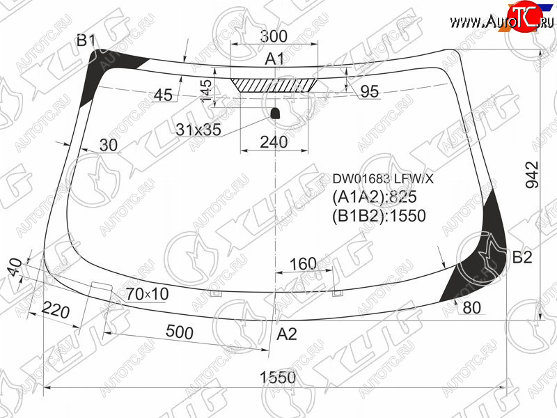 5 799 р. Стекло лобовое Chrysler Sebring 06-10  Dodge Avenger 07-14 XYG DW01683 LFW/X  с доставкой в г. Пермь