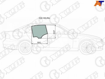 1 759 р. Стекло боковое опускное (Сзади Справа Цвет зеленый) BMW 3-Series 05-14                             XYG E90 RD/RH  с доставкой в г. Пермь. Увеличить фотографию 1