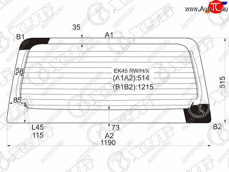 9 999 р. Стекло заднее (Цвет зеленый Обогрев) Mitsubishi eK Active 04-06  eK Sport 02-06  eK Wagon 01-06  XYG EK45 RW/H/X  с доставкой в г. Пермь
