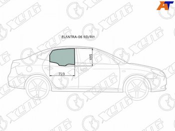 2 349 р. Стекло боковое опускное (Сзади Справа Цвет зеленый) Hyundai Elantra 06-12  Avante 06-11           XYG ELANTRA-06 RD/RH  с доставкой в г. Пермь. Увеличить фотографию 1