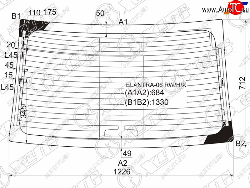 7 299 р. Стекло заднее (Цвет зеленый Обогрев Антенна) Hyundai Elantra 06-12  Avante 06-11 XYG ELANTRA-06 RW/H/X  с доставкой в г. Пермь