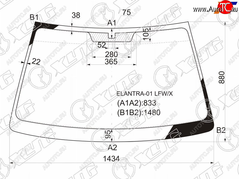 5 699 р. Стекло лобовое Hyundai Elantra 00-09  Avante 00-06 XYG ELANTRA-01 LFW/X  с доставкой в г. Пермь