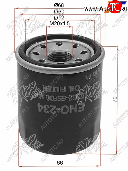 459 р. Фильтр масляный NISSAN QG#, MR20DE, QR20,25, SR20,VQ 20,25, HR#                                      EXCEL JAPAN ENO-234  с доставкой в г. Пермь