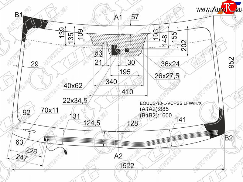 11 299 р. Стекло лобовое (Обогрев щеток Камера Датчик дождя) Hyundai Equus 10-13 XYG EQUUS-10-L-VCPSS LFW/H/X  с доставкой в г. Пермь