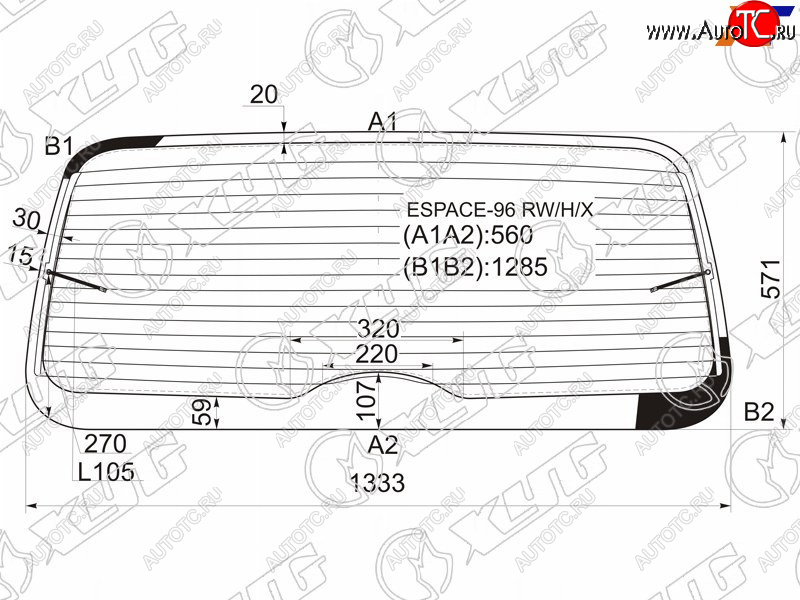6 599 р. Стекло заднее с обогревом RENAULT ESPACE III 96-03                                                   XYG ESPACE-96 RW/H/X  с доставкой в г. Пермь