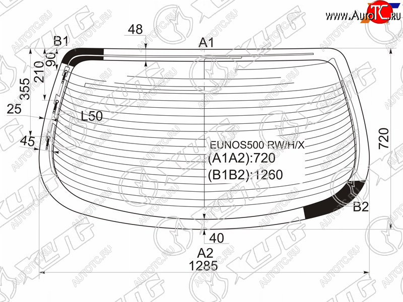 8 749 р. Стекло заднее (Цвет зеленый Обогрев Антенна) Mazda Eunos 500 92-95  Xedos 6 92-99 XYG EUNOS500 RW/H/X  с доставкой в г. Пермь
