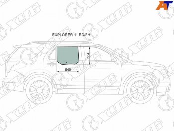 2 159 р. Стекло боковое опускное (Сзади Справа Цвет зеленый) Ford Explorer 10-19                            XYG EXPLORER-11 RD/RH  с доставкой в г. Пермь. Увеличить фотографию 1