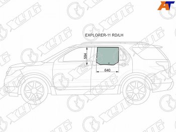 2 159 р. Стекло боковое опускное (Сзади Слева Цвет зеленый) Ford Explorer 10-19 XYG EXPLORER-11 RD/LH  с доставкой в г. Пермь. Увеличить фотографию 1