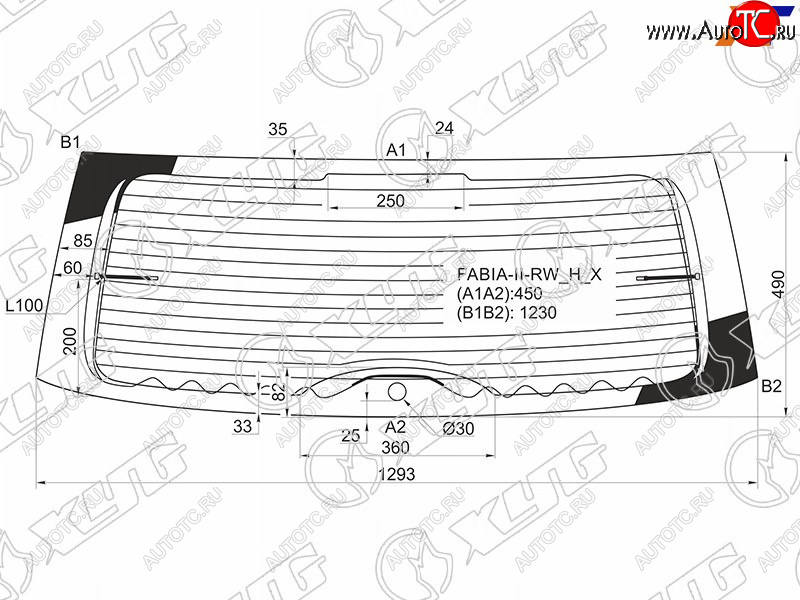7 549 р. Стекло заднее (Цвет зеленый Обогрев 5D HBK) Skoda Fabia 07-15 XYG FABIA-II RW/H/X  с доставкой в г. Пермь