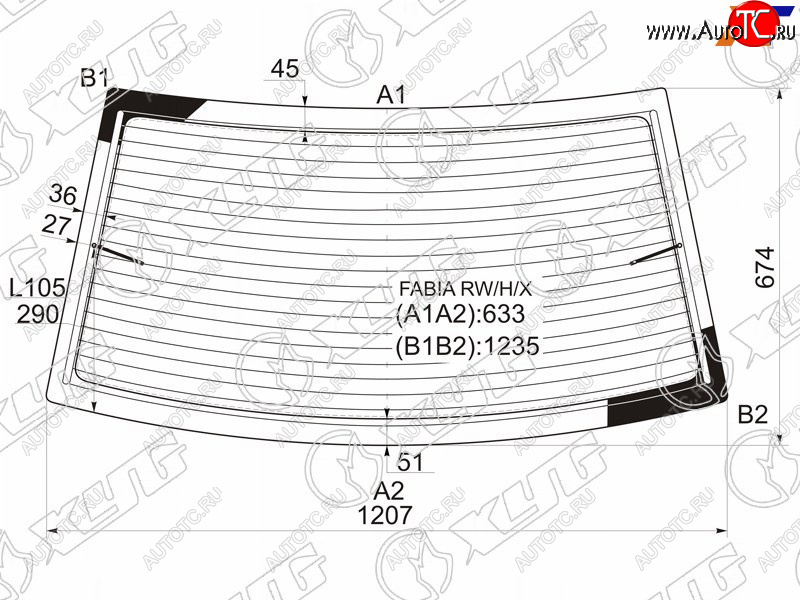 6 599 р. Стекло заднее с обогревом SKODA FABIA 4D SED 99-07                                                   XYG FABIA RW/H/X  с доставкой в г. Пермь