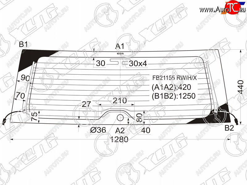 7 199 р. Стекло заднее (Цвет зеленый Обогрев Антенна) Toyota RAV4 (CA20) 00-05 XYG FB21155 RW/H/X  с доставкой в г. Пермь