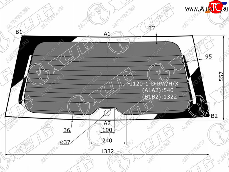 7 599 р. Стекло заднее (Затемненное Обогрев) Toyota Land Cruiser Prado (J120) 02-09  Lexus GX 02-09 XYG FJ120-1-D RW/H/X  с доставкой в г. Пермь
