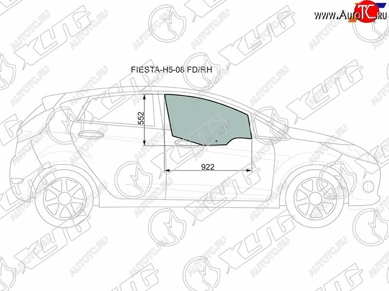 3 299 р. Стекло переднее правое опускное FORD FIESTA 5D 08- XYG FIESTA-H5-08 FD/RH, fiestah508fdrh XYG FIESTA-H5-08 FD/RH  с доставкой в г. Пермь
