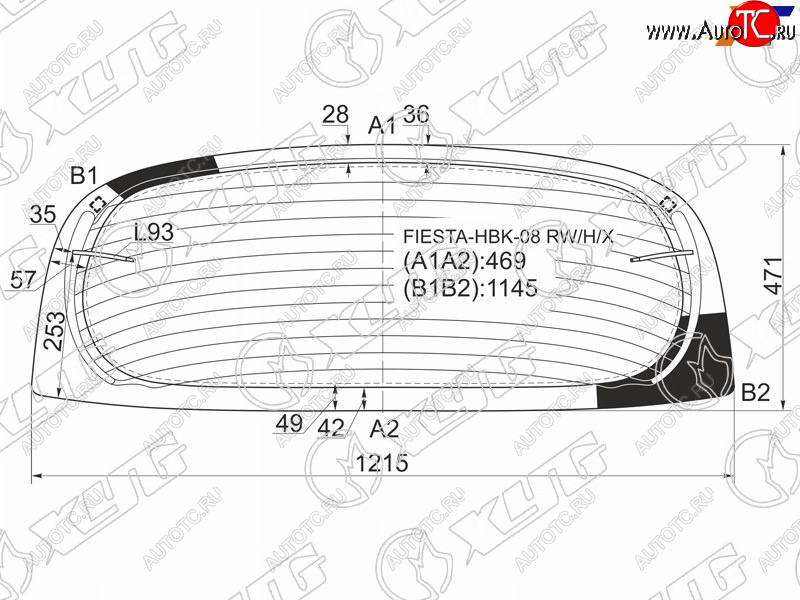 7 999 р. Стекло заднее (Цвет зеленый Обогрев) Ford Fiesta 08-19 XYG FIESTA-HBK-08 RW/H/X  с доставкой в г. Пермь