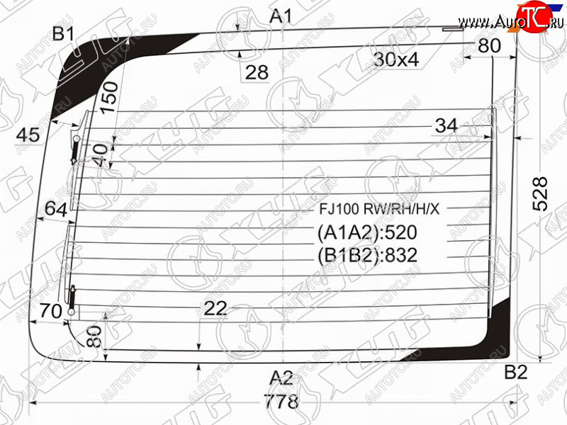 5 399 р. Стекло заднее (Цвет зеленый Обогрев справа. распашная дверь) Toyota Land Cruiser (J100) 98-07  La XYG FJ100 RW/RH/H/X  с доставкой в г. Пермь